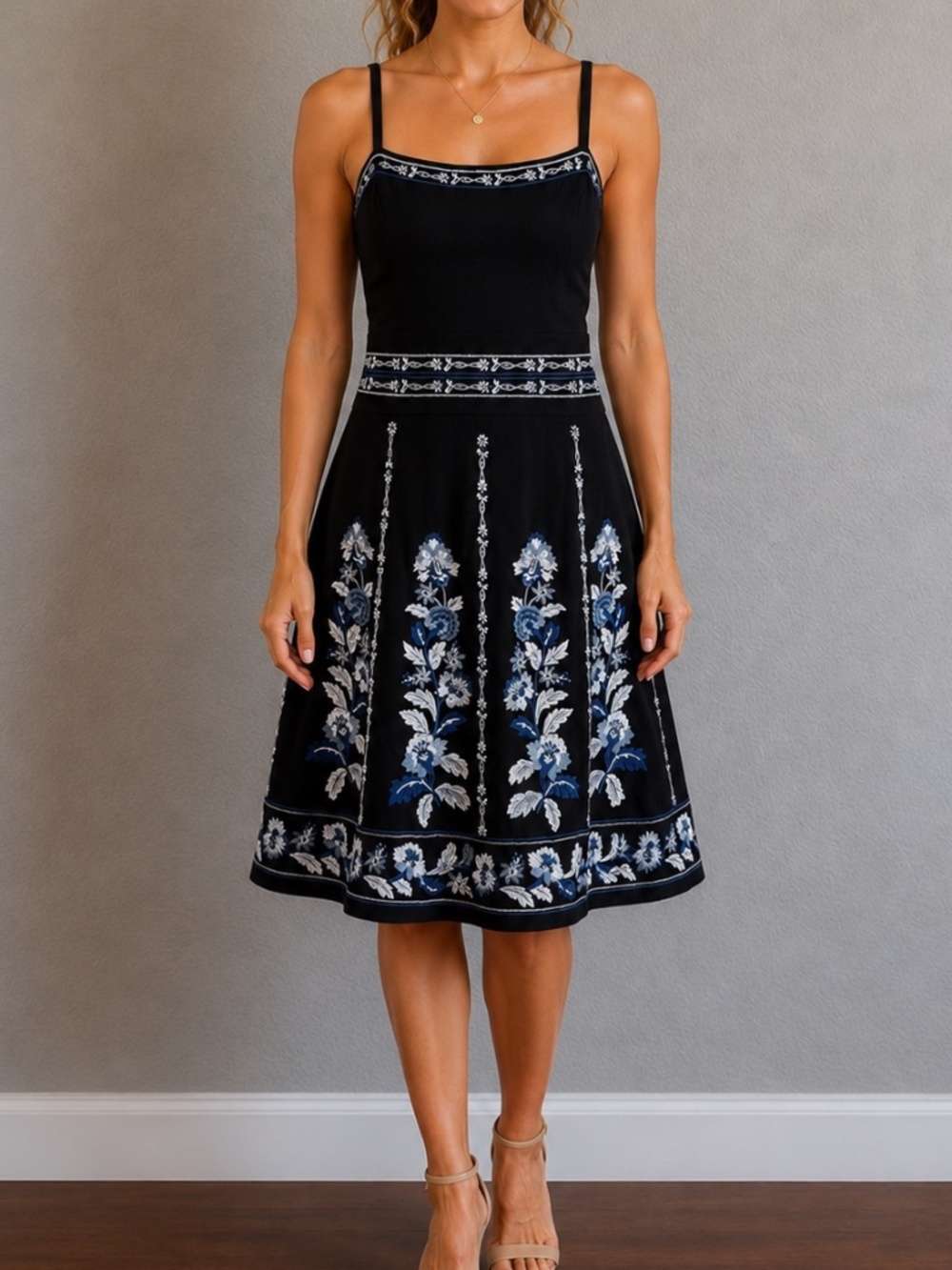 INC Embroidered Floral Asymmetrical Dress Size Large